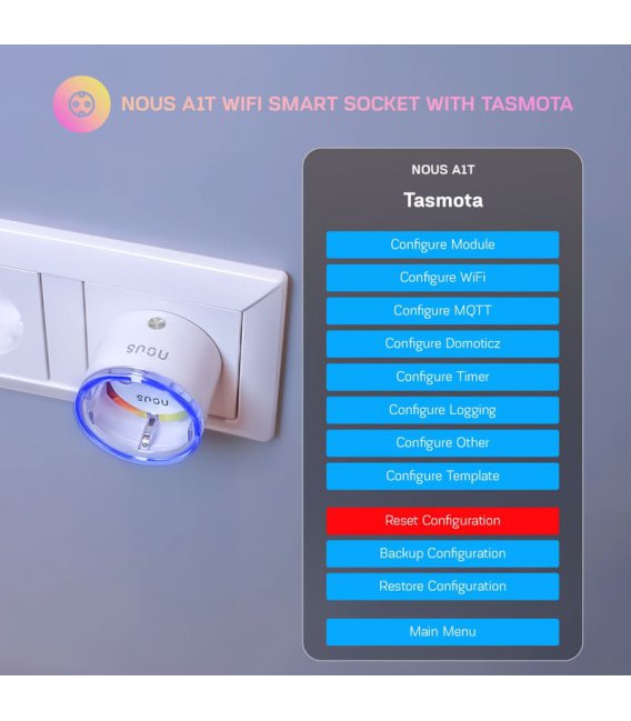 Nous A1T WiFi Smart Socket with Tasmota (4pcs)