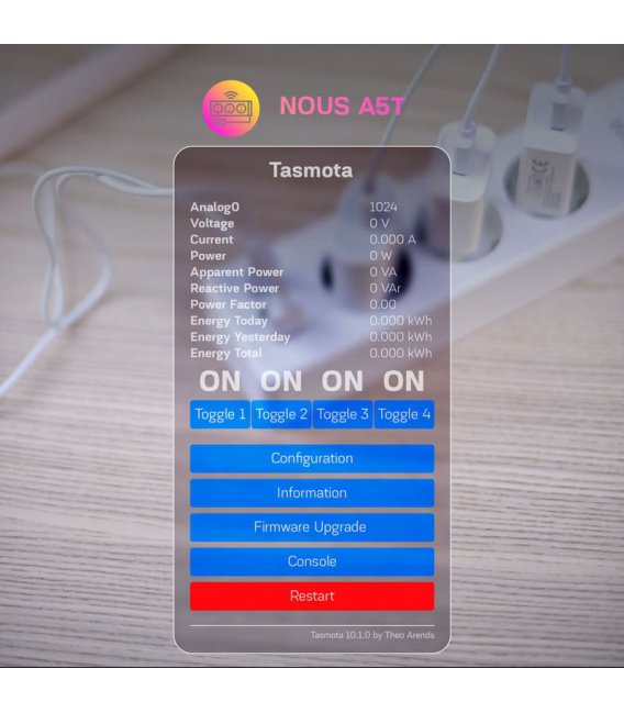 Nous A5T WiFi Smart Prodlužovačka s Tasmota firmwarem