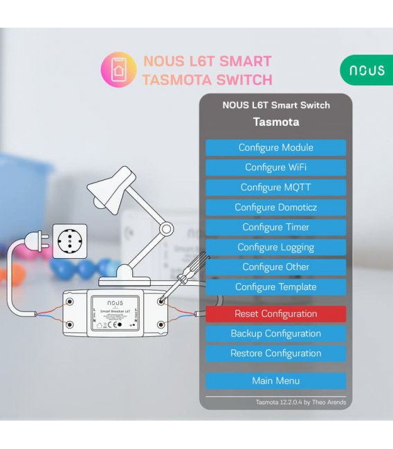 Nous L6T WiFi Smart Spínací Modul s Tasmota firmvérom