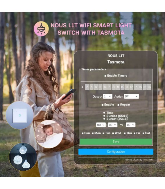 Nous L1T WiFi Smart Světelný vypínač s Tasmota firmwarem