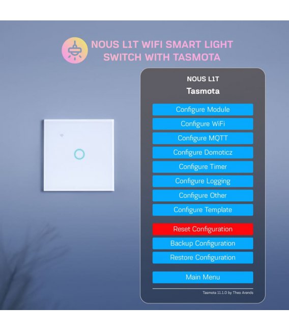 Nous L1T WiFi Smart Light Switch with Tasmota