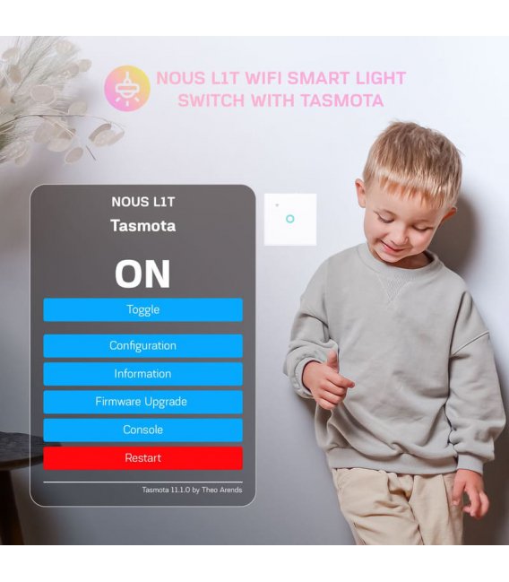Nous L1T WiFi Smart Svetelný vypínač s Tasmota firmvérom