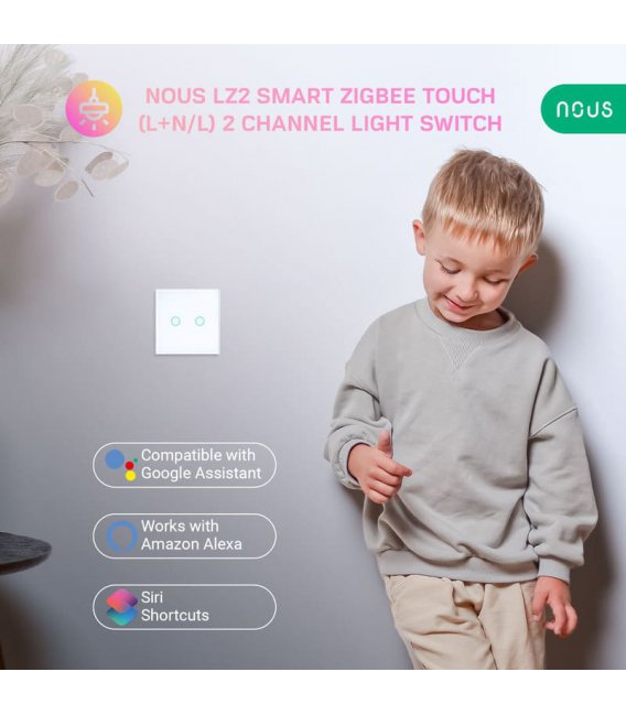 Nous LZ2 Zigbee Smart Dotykový Svetelný Vypínač 2 kanály