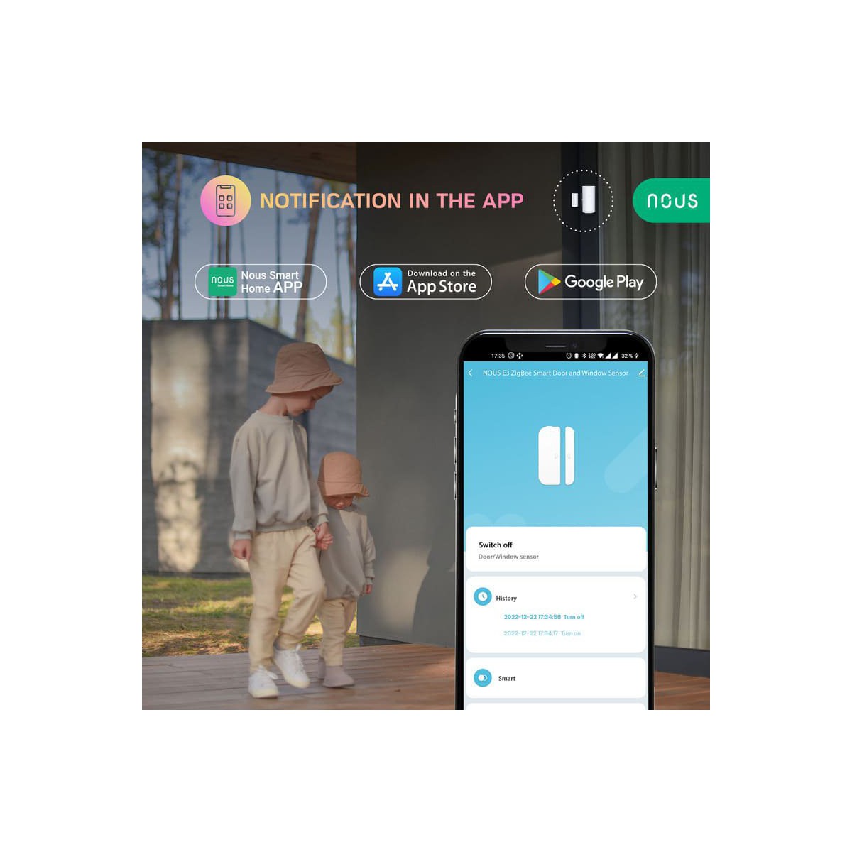 Nous E3 Zigbee Smart Door and Window Sensor