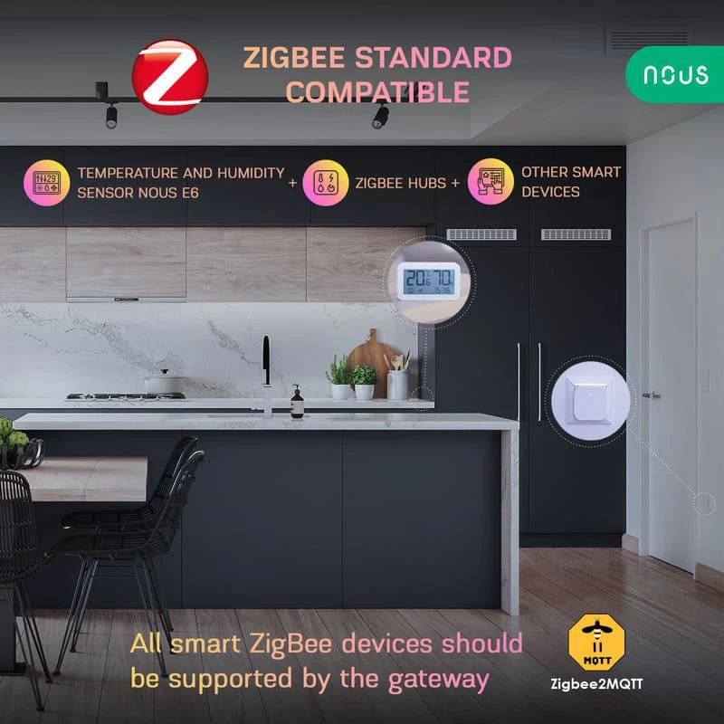 Nous E6 LCD Zigbee Smart Temperature and Humidity Sensor