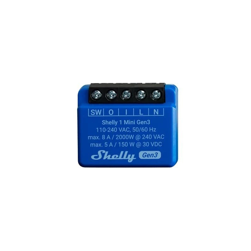 Shelly 1 Mini Gen3 - relay switch 1x 8A (WiFi, Bluetooth)