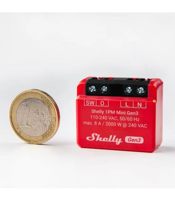 Shelly 1PM Mini Gen3 - relay switch with power metering 1x 8A (WiFi, Bluetooth)
