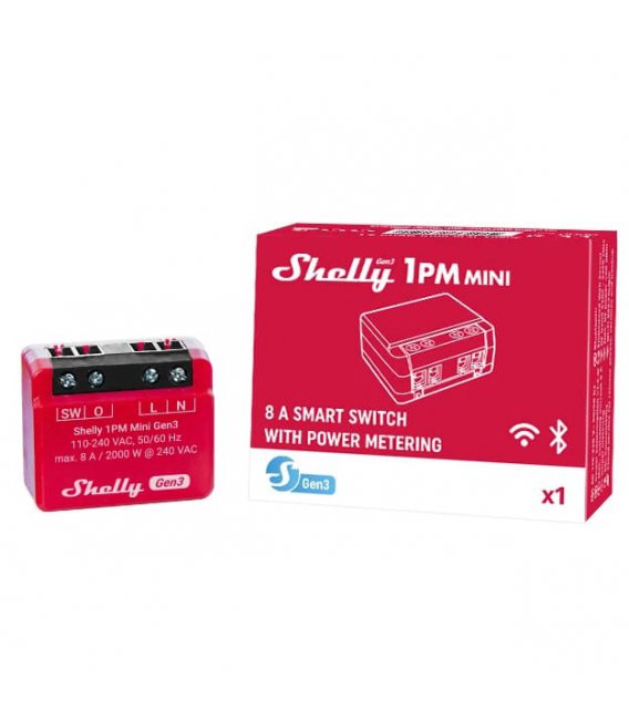 Shelly 1PM Mini Gen3 - spínací modul s meraním spotreby 1x 8A (WiFi, Bluetooth)