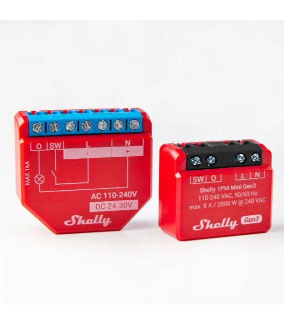 Shelly 1PM Mini Gen3 - spínací modul s meraním spotreby 1x 8A (WiFi, Bluetooth)