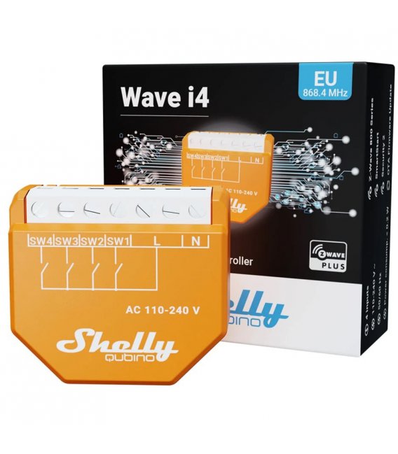 Shelly Qubino Wave i4 - modul na aktiváciu scén (Z-Wave)