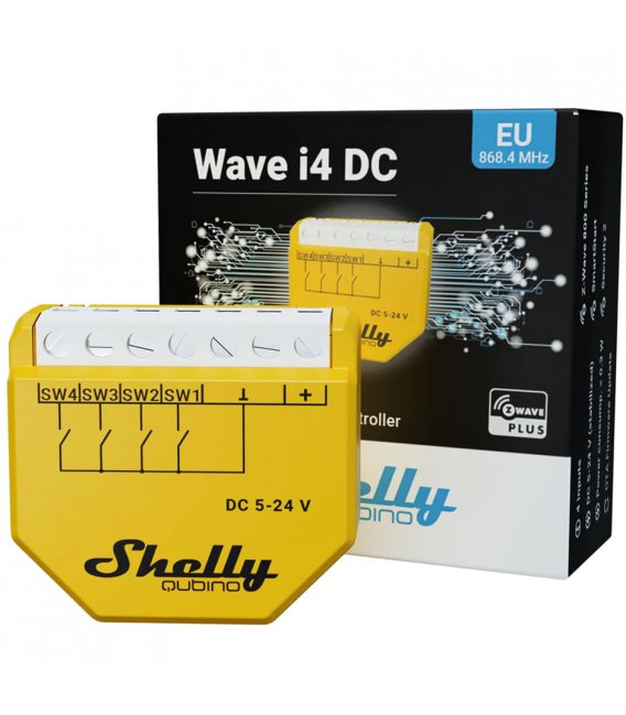 Shelly Qubino Wave i4 DC - modul pro aktivaci scén (Z-Wave)