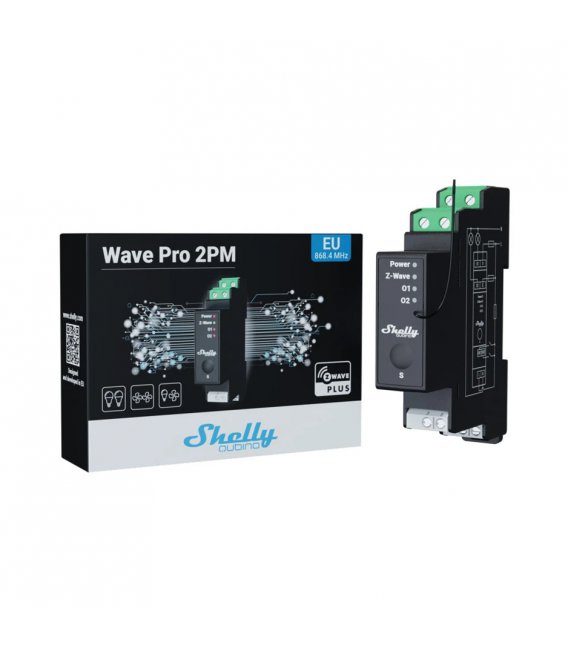 Shelly Qubino Wave Pro 2PM - relay switch with power metering 2x 16A (Z-Wave)
