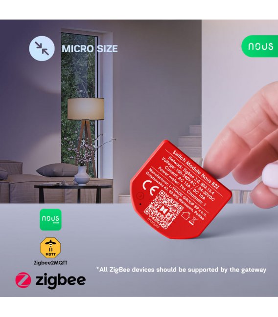 Nous B2Z ZigBee Smart Spínací Modul (1 kanál, meranie spotreby)