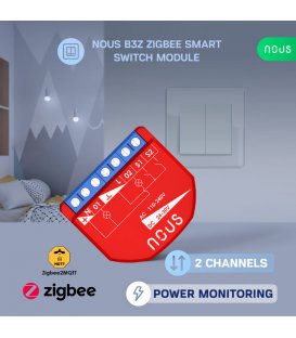 Nous B3Z ZigBee Smart Spínací Modul (2 kanály, měření spotřeby)