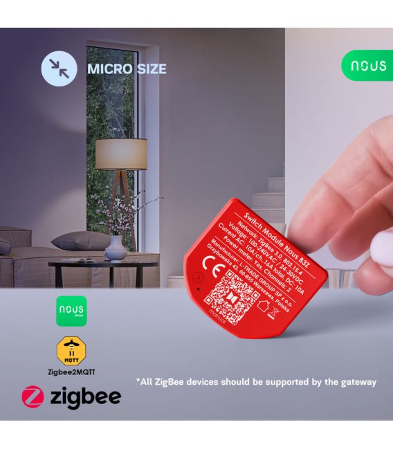 Nous B3Z ZigBee Smart Spínací Modul (2 kanály, meranie spotreby)