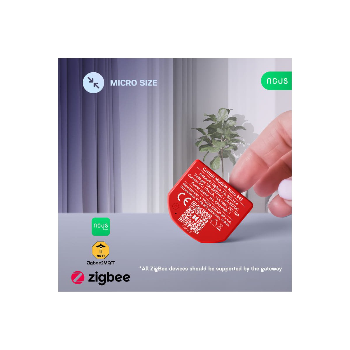 Nous B4Z ZigBee Smart Curtain module