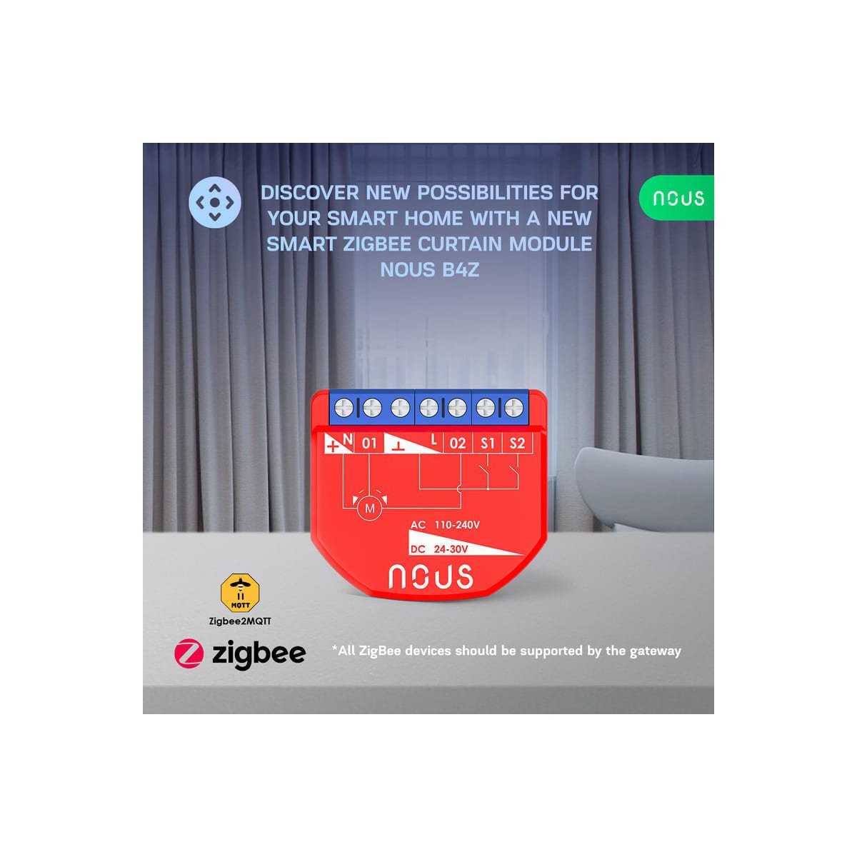 Nous B4Z ZigBee Smart Curtain module