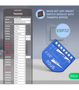 Nous B2T WiFi Tasmota Switch Module (1 channel, with PM, ESP32)