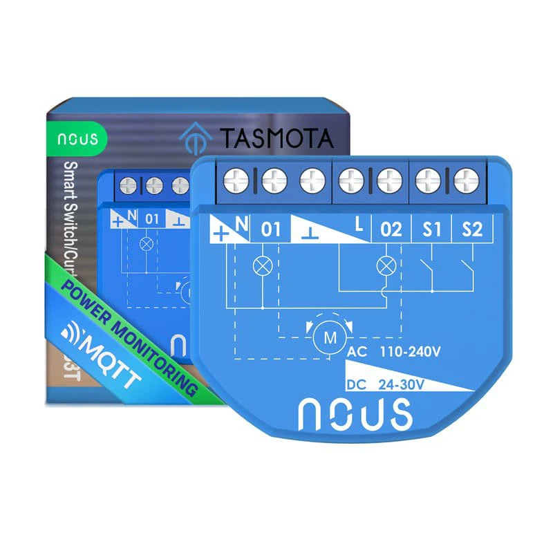 Nous B3T WiFi Tasmota Switch Module (2 channel with PM) / Curtain Module (1 channel, ESP32)