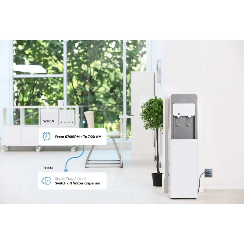 Shelly Plug S Gen3 Biela - inteligentná zásuvka s meraním spotreby (WiFi, Bluetooth, Matter)