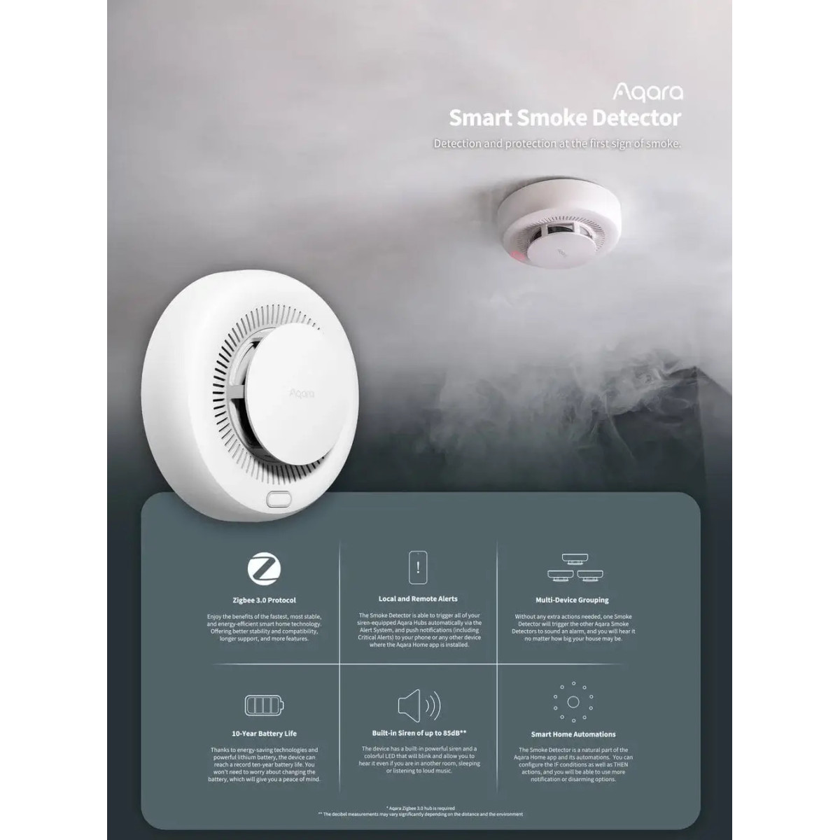 AQARA Smoke Detector (SD-S01D) - Zigbee 3.0 dymový senzor