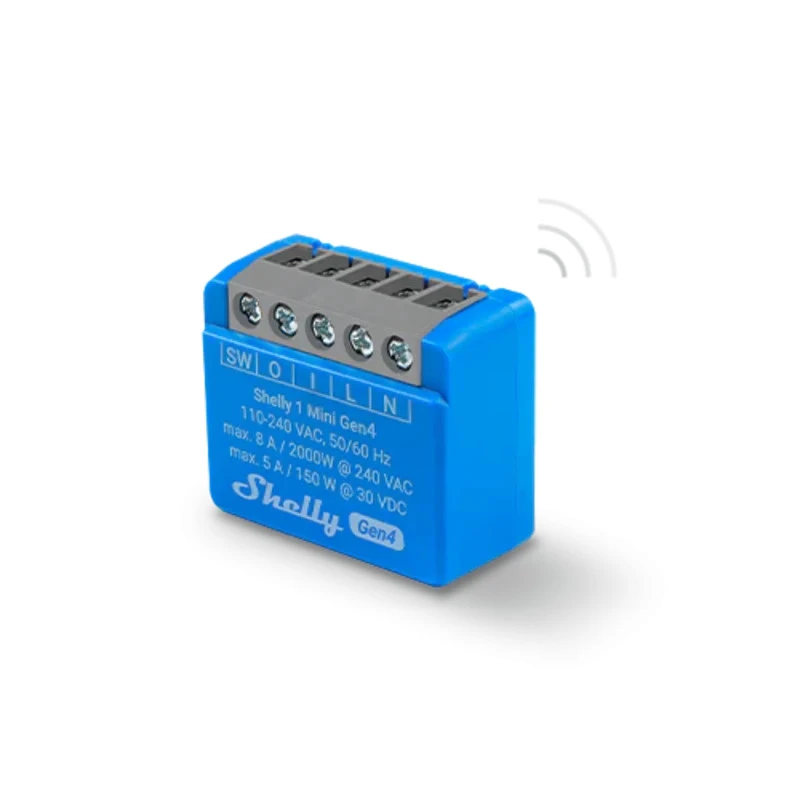 Shelly 1 Mini Gen4 - spínací modul 1x 8A (WiFi, Bluetooth, Zigbee, Matter)