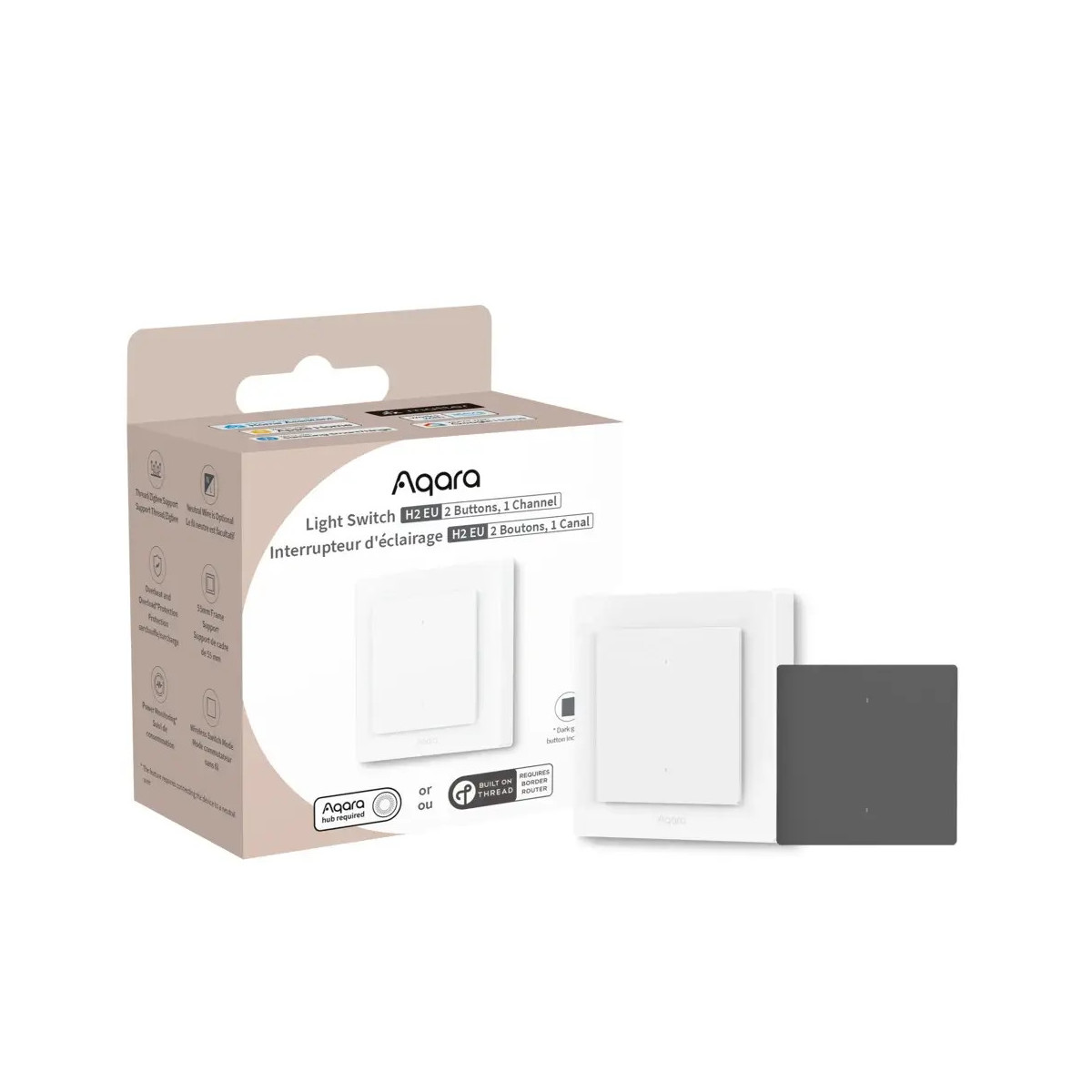 AQARA Light Switch H2 EU (2 Buttons, 1 Channel) (WS-K07D) - Zigbee a Thread vypínač s relé