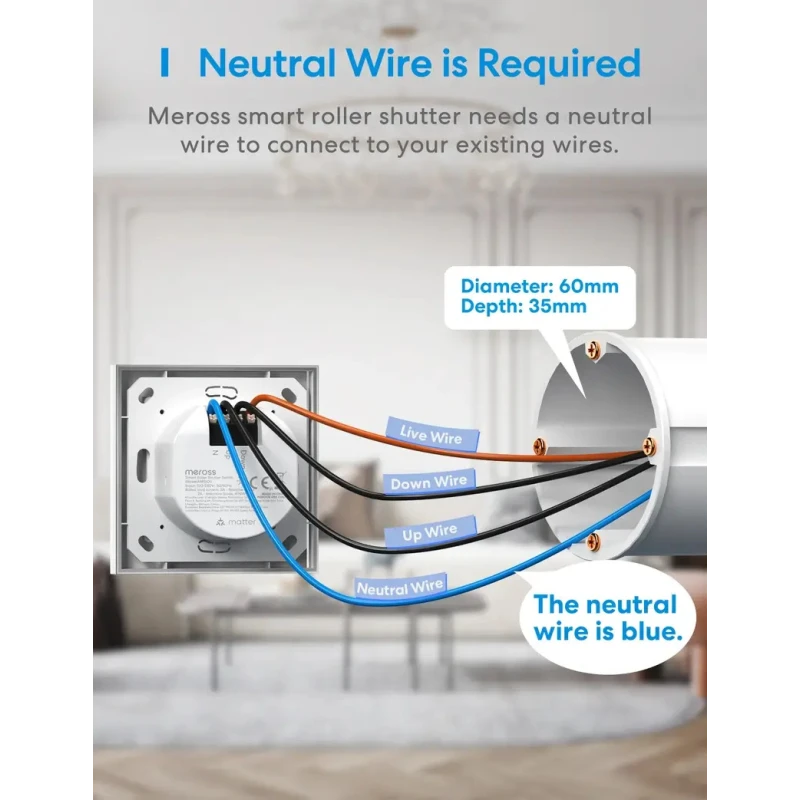 Meross Smart Wi-Fi Žalúziový Vypínač, MRS105MA