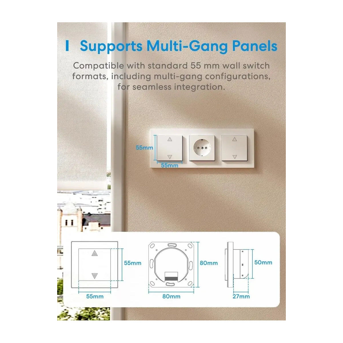 Meross Smart Wi-Fi Žalúziový Vypínač, MRS105MA