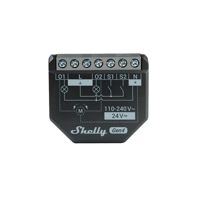 Shelly 2PM Gen4 - spínací modul s meraním spotreby 2x 10A (WiFi, Bluetooth, Zigbee, Matter)