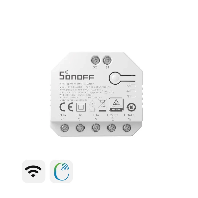 SONOFF DUALR3 Wi-Fi smart spínač s 2 relé a s meraním spotreby
