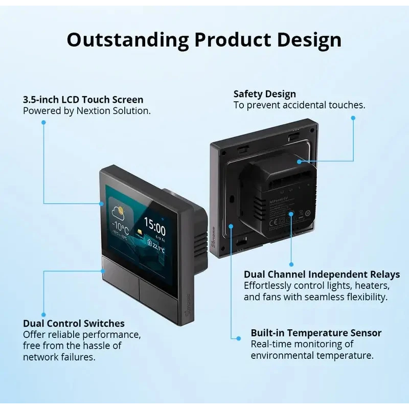 SONOFF NSPanel smart nástenný vypínač a ovládač scén, 86 mm (EU typ), Tmavo sivá