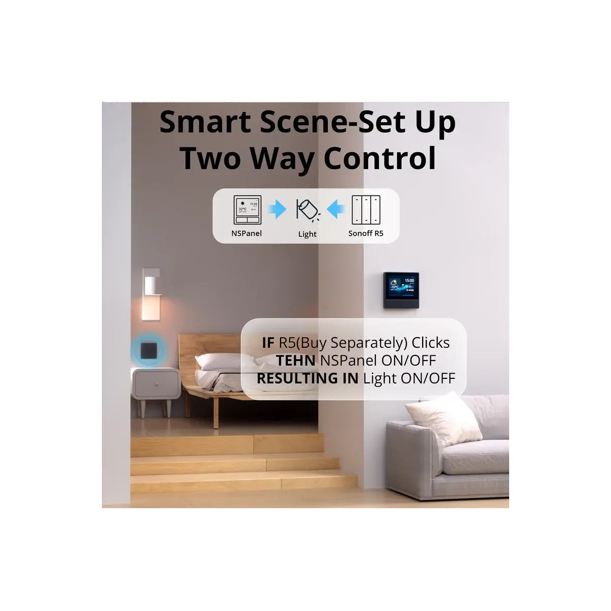 SONOFF NSPanel smart nástenný vypínač a ovládač scén, 86 mm (EU typ), Tmavo sivá