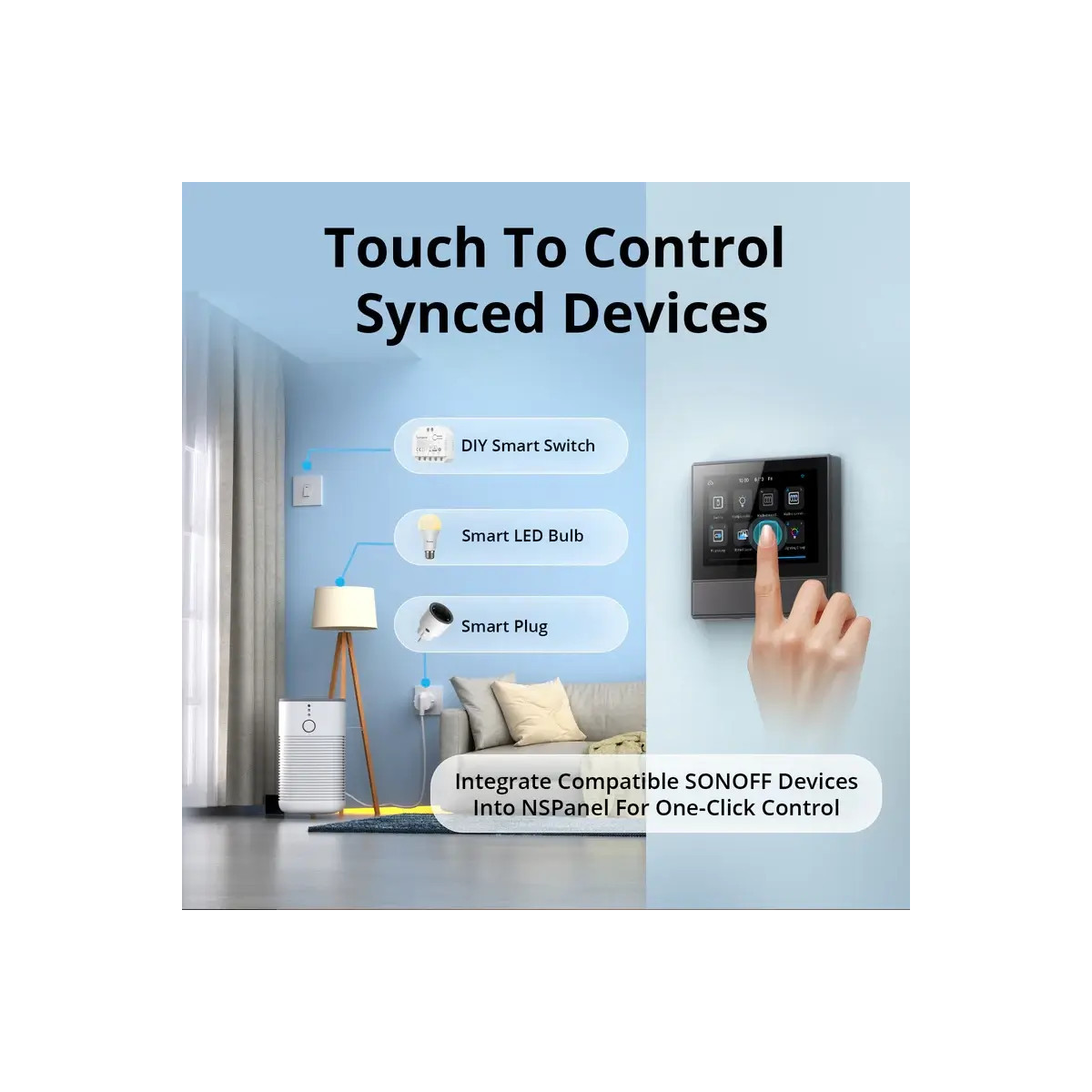 SONOFF NSPanel smart nástenný vypínač a ovládač scén, 86 mm (EU typ), Tmavo sivá