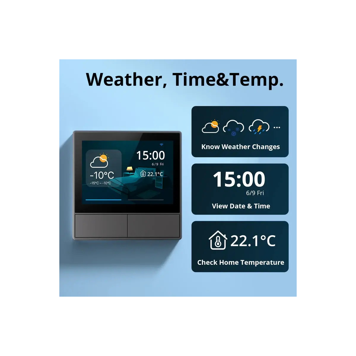 SONOFF NSPanel smart nástenný vypínač a ovládač scén, 86 mm (EU typ), Tmavo sivá