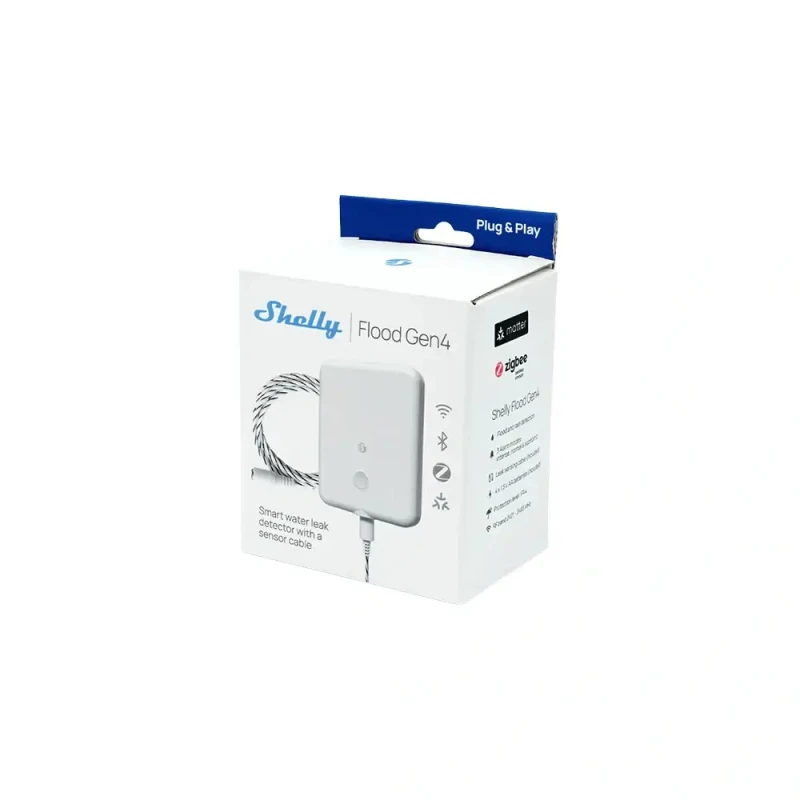 Shelly Flood Gen4 - záplavový senzor (WiFi, Bluetooth, Zigbee, Matter)