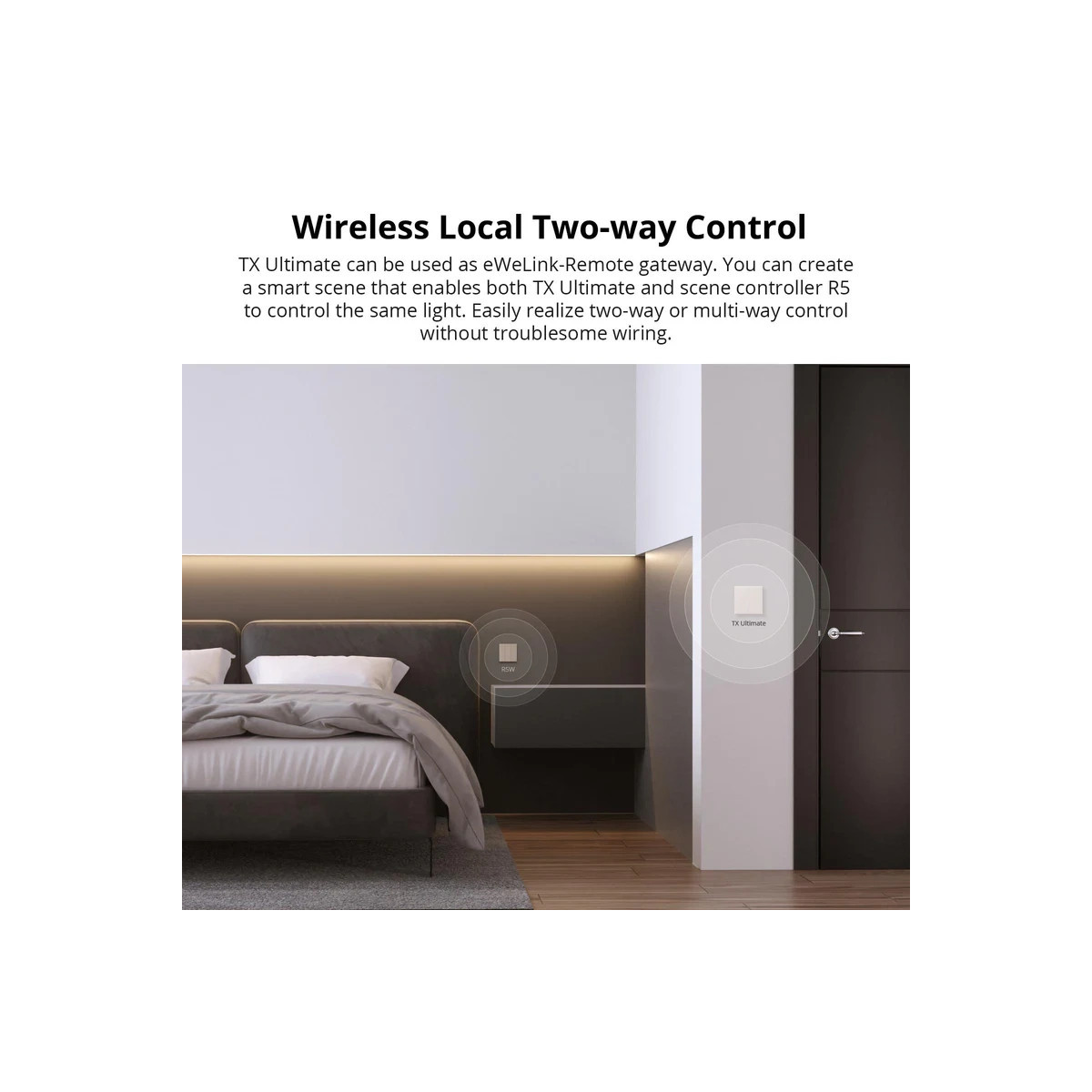 SONOFF TX Ultimate Wi-Fi Smart dotykový nástenný vypínač, 2-tlačidlá, 86 mm (EU typ)