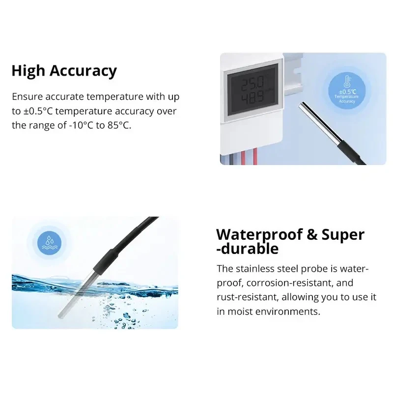 SONOFF WTS01 Vodotesný teplotný senzor pre sériu TH s konektorom RJ9 4P4C