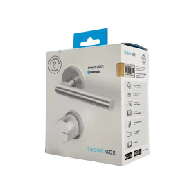 Tedee GO2 inteligentný zámok – strieborný hliník / biela + európsky adaptér