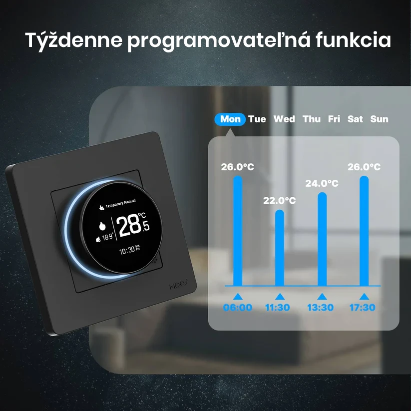 Smart funkcie MOES Star Ring inteligentný termostat