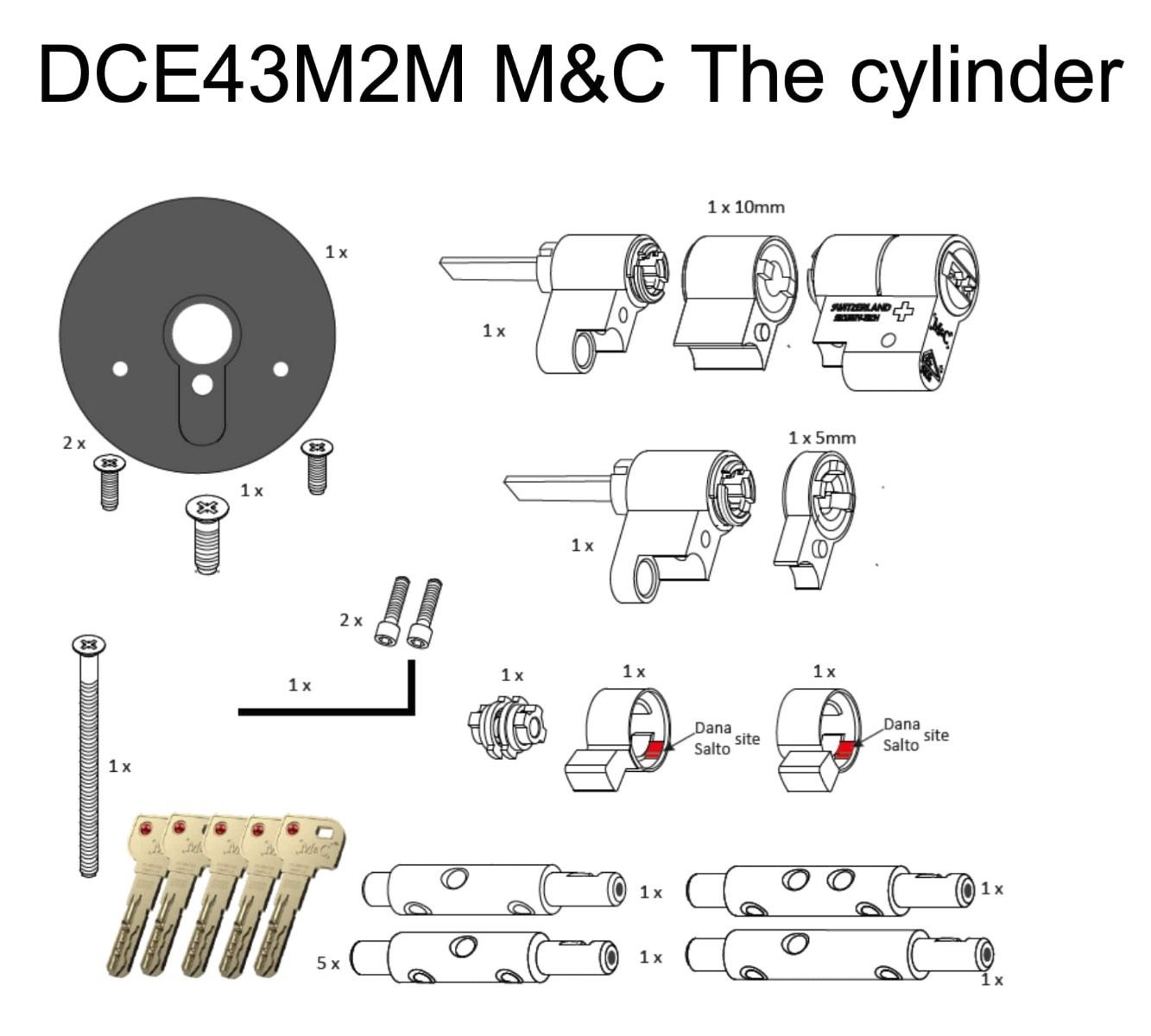 M&C Modular cylinder for Danalock V3, inside lenght 20mm