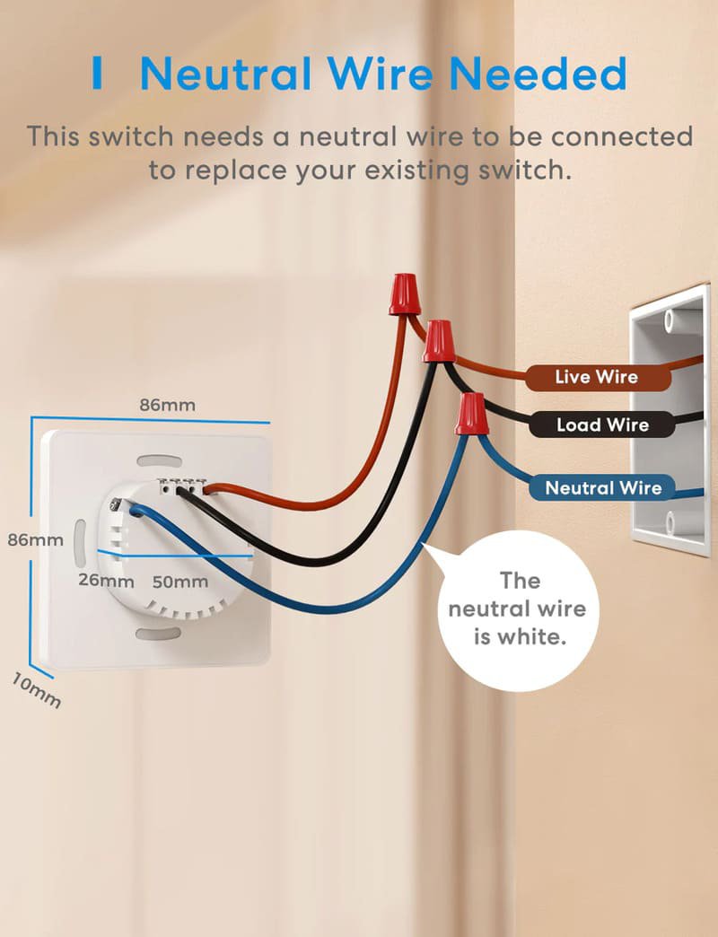 Meross Smart One Way Light Switch, MSS510XHK (EU verze)