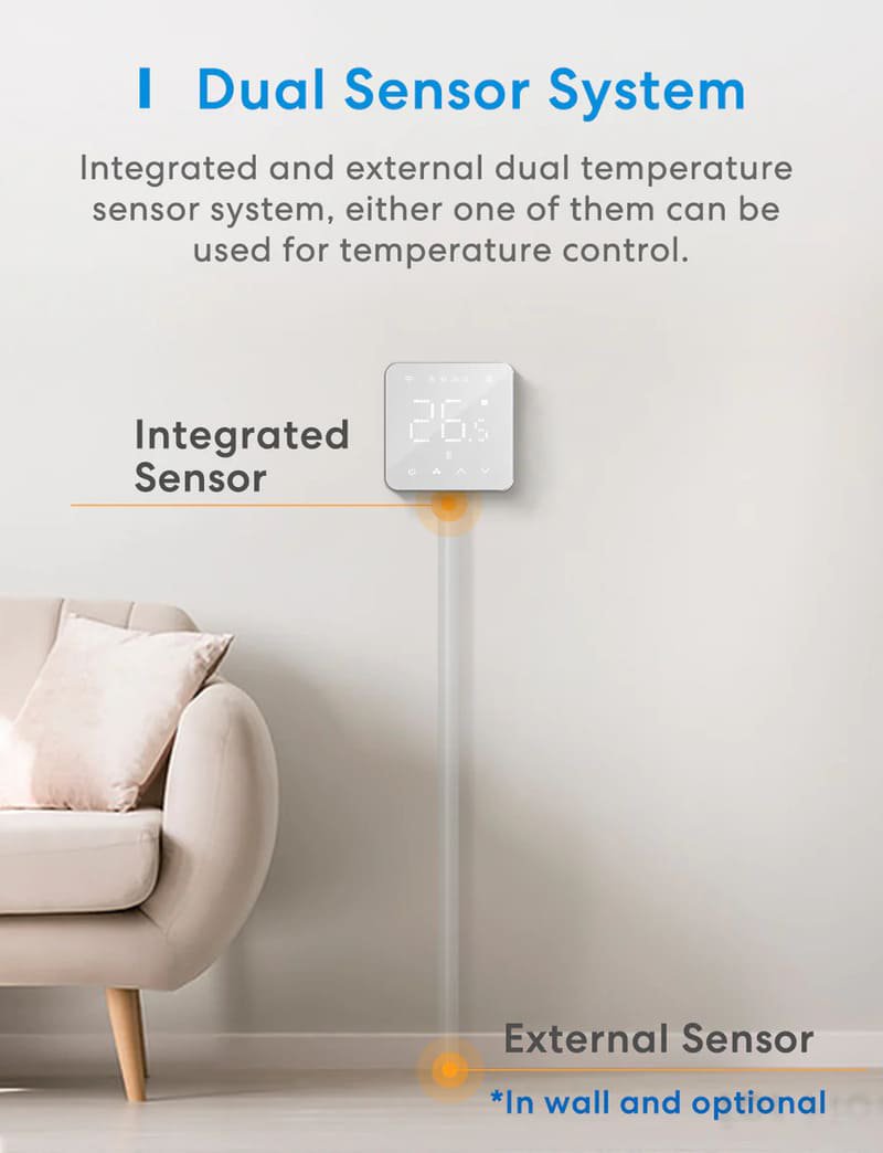 Inteligentní Wi-Fi termostat Meross pro elektrický systém podlahového vytápění, MTS200HK (EU verze)