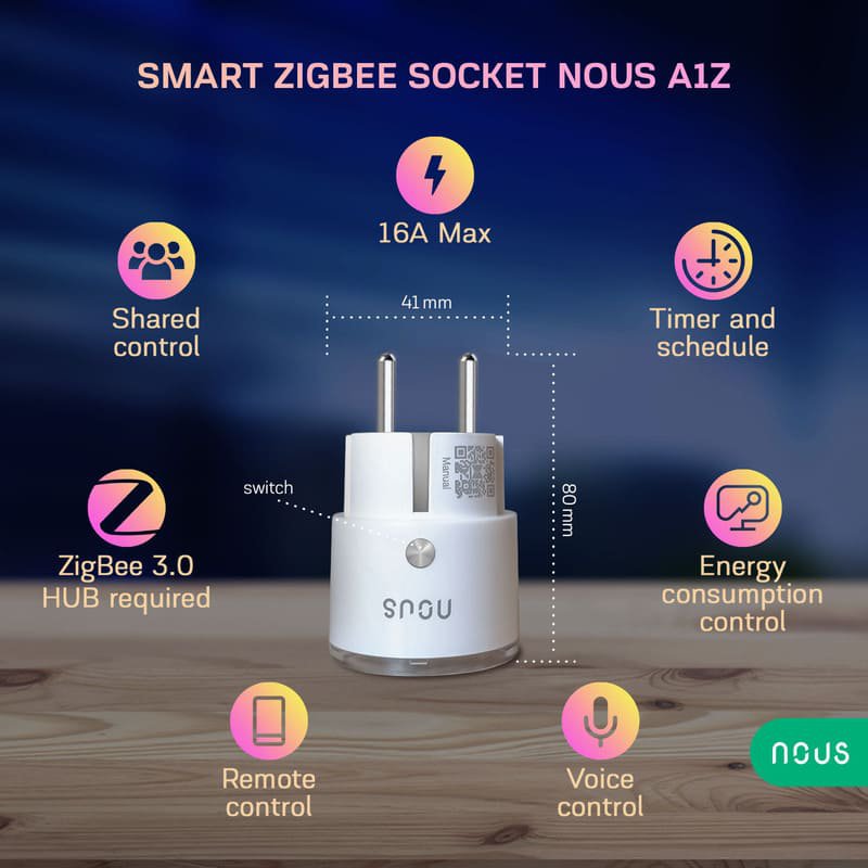 Nous A1Z Zigbee Smart Socket up to 15A