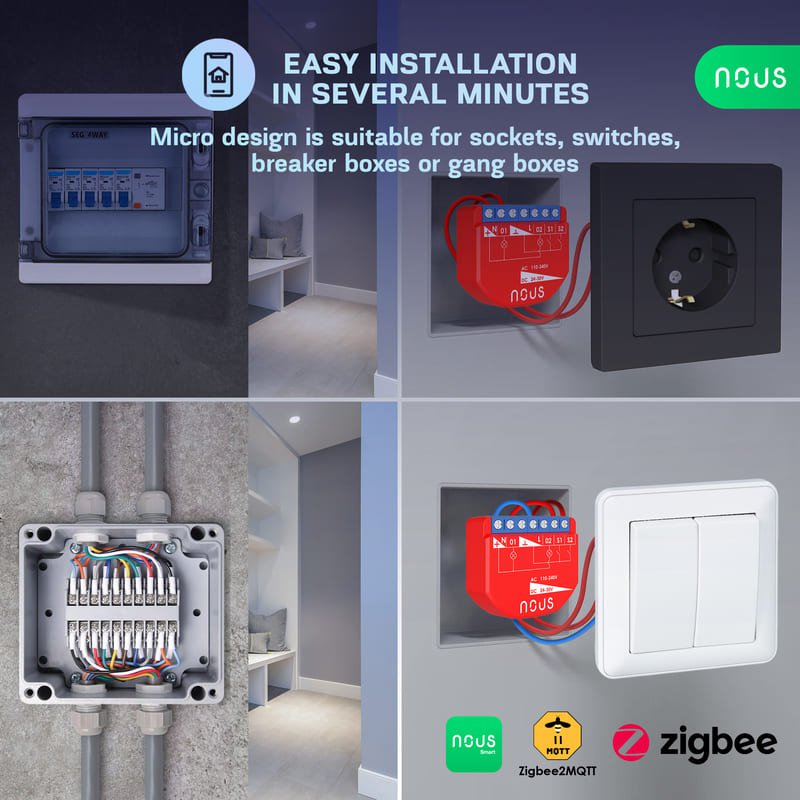 Nous B3Z ZigBee Smart Switch Module (2 kanály, s PM)